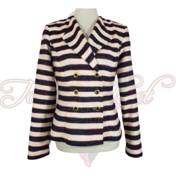 CAbi Jackets & Blazers - Cabi Striped Double Breasted Cruise Jacket Sz 4